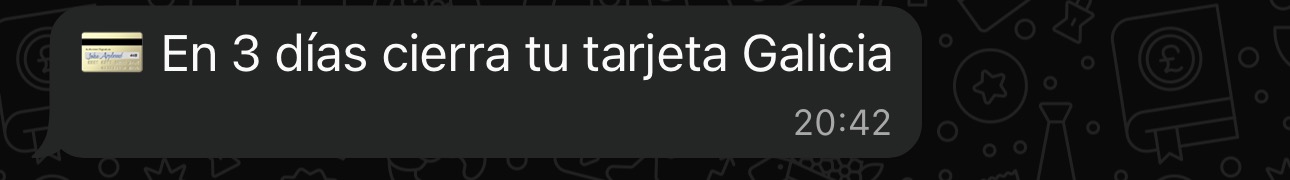 Aviso: En 3 días cierra tu tarjeta Galicia